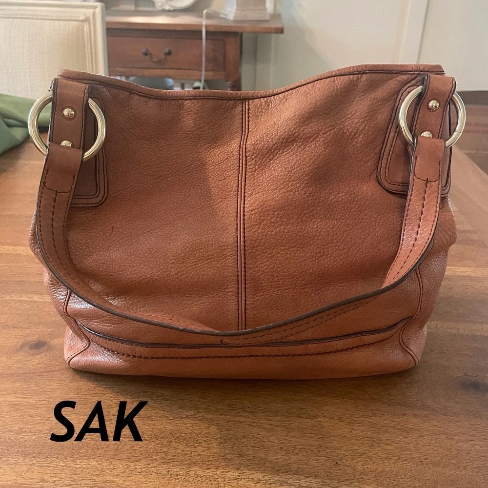 SAK brown leather hobo bag and phone wallet